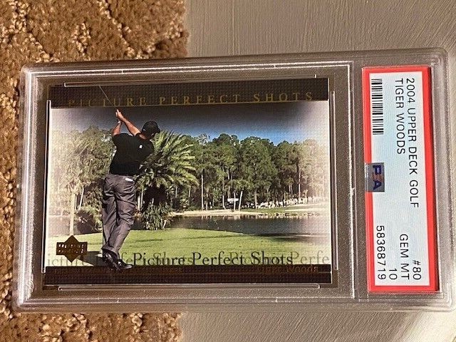 2004 Upper Deck Golf Tiger Woods PSA 10 #80 Picture Perfect Shots Card LOW POP