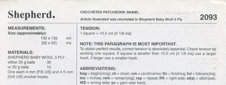 Shepherd Crochet Pattern 2093 Nostalgic Reflections Crocheted Patchwork Shawl - Image 2 of 2