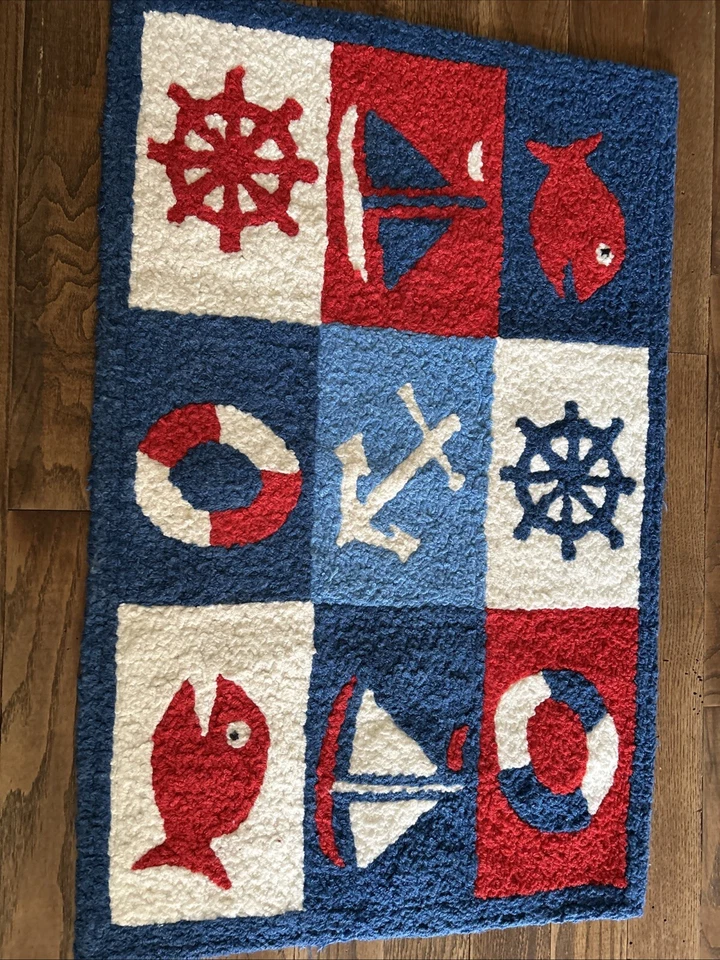 Морской ковер рыбы желе ковер 33 X 21 дюймов области акцент моющийся красный и синий - Изображение 2 из 4