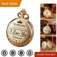 Stylish Gift for Sons - Engraved Pocket Watch with Chain for Graduation  More