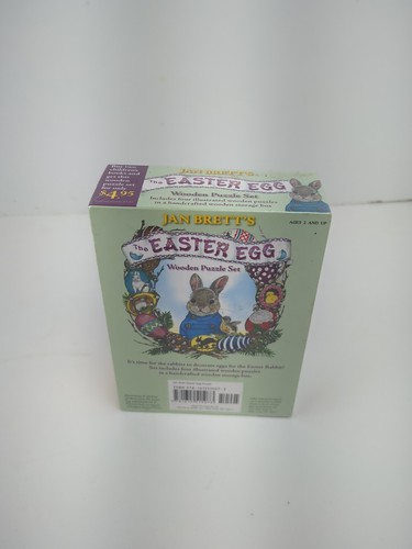 Jan Brett's Easter Egg Bunny Rabbit Wooden Puzzle Set 2010 Handcrafted Sealed - Picture 2 of 3