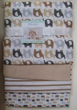 Baby Gear 4 Pack White Gray Tan Elephant Stripe Solid Square Receiving Blankets