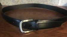 ARELLO VALENTINO MENS BLACK LEATHER BELT SILVER BUCKLE SIZE 44 EXTRA LARGE