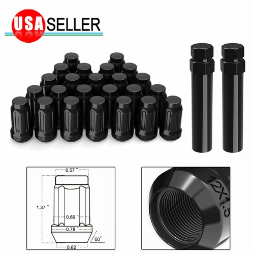 24 Black 6 Spline Lug Nuts 12x1 5 2 Keys For Toyota Tacoma Tundra 