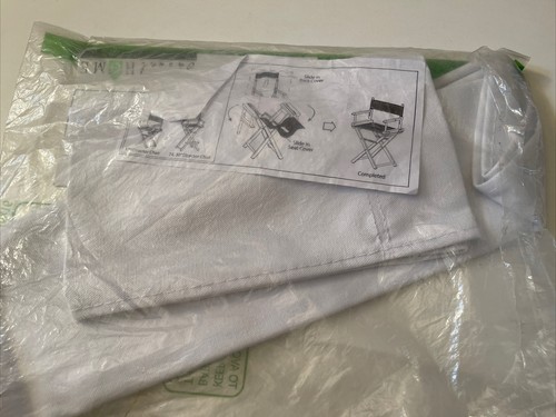Directors Chair Replacement Set WHITE Canvas Seat Cover New Casual Home - Picture 3 of 7