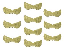 10 Pair Soft Padded Fabric 3" Gold Angel Wings Christmas Doll Making Crafts