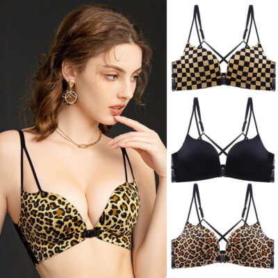 Playtex 18 Hour Front-Close Wirefree Bra Women Sexy Back Lingerie Leopard 32-38C