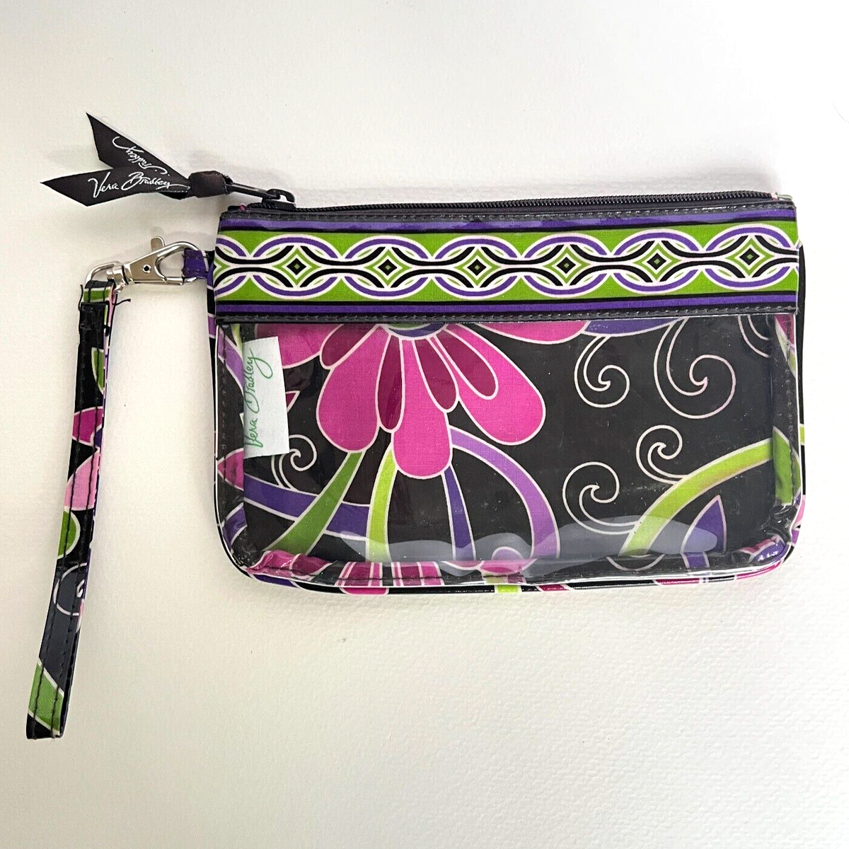 Vera Bradley Wristlet Purple Punch Zippered Pouch Floral Wallet