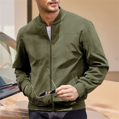 Men's Lightweight Bomber Jacket Causal Fashion Flight Windbreaker Light Jacket - Picture 4 of 10