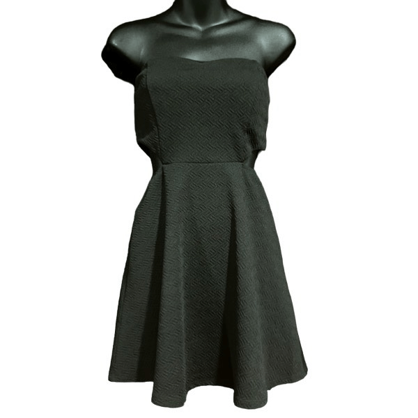 Forever 21 Black Strapless Textured Cutout Dress Womens Small