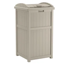 Outdoor Trash Garbage Can 33 Gal. Garden Hideaway Yard Bin Patio Resin Container