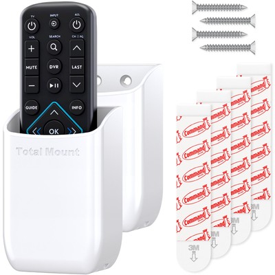 2 PCS Remote Holders No-Drill Wall Mount Hole-Free White Universal Holder