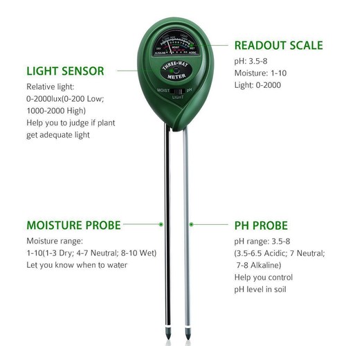 3 in 1 Digital PH Tester Sonnenlicht Boden Feuchtigkeit Messgerät Detektor Pflanze Garten USA - Bild 8 von 16