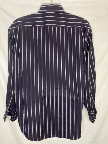 Pronto Uomo Camicia Bottoni Uomo Grande Non Ferro Blu Rigato Manica Lunga - Foto 5 di 10