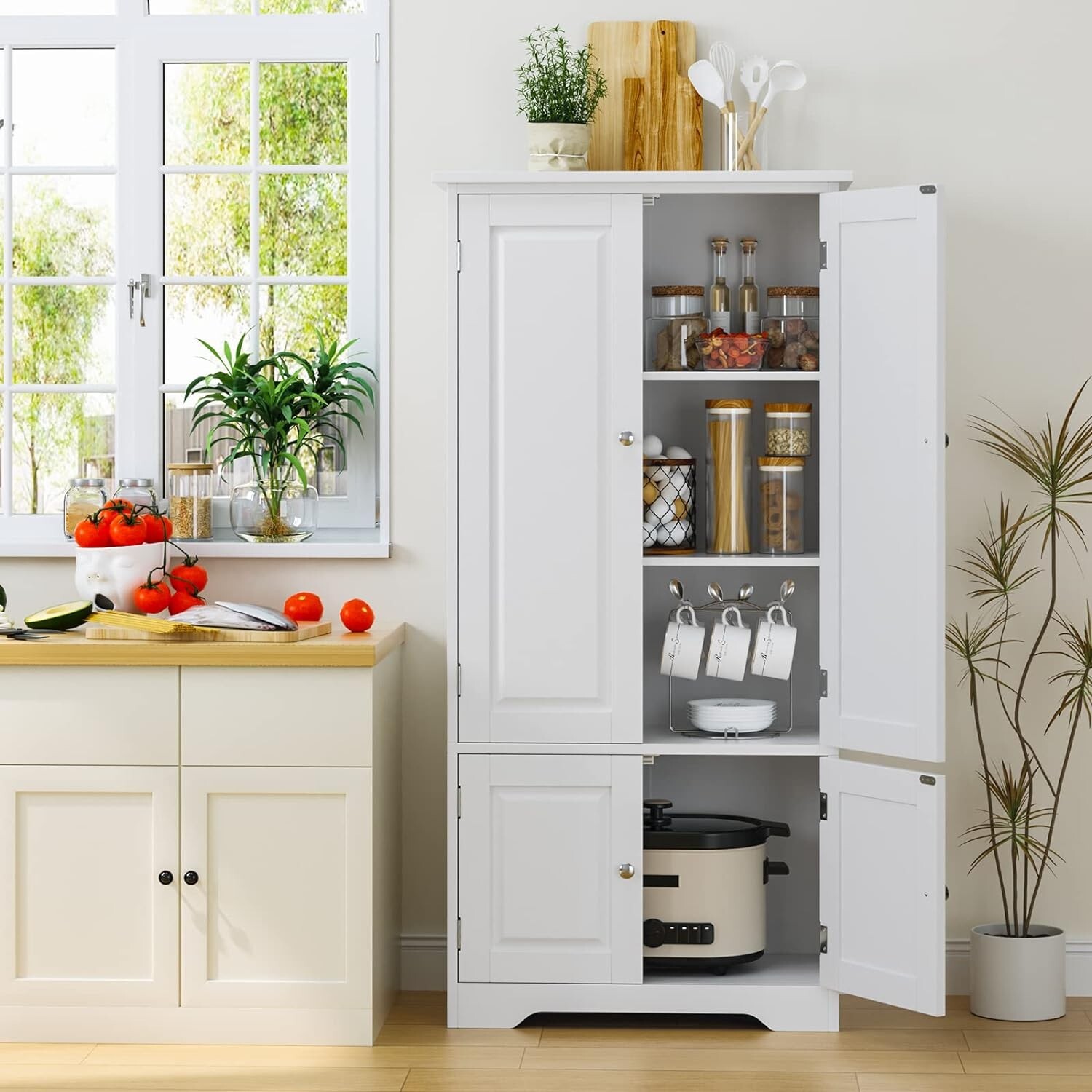 Tall Kitchen Storage Cupboard Pantry Larder Freestanding Unit