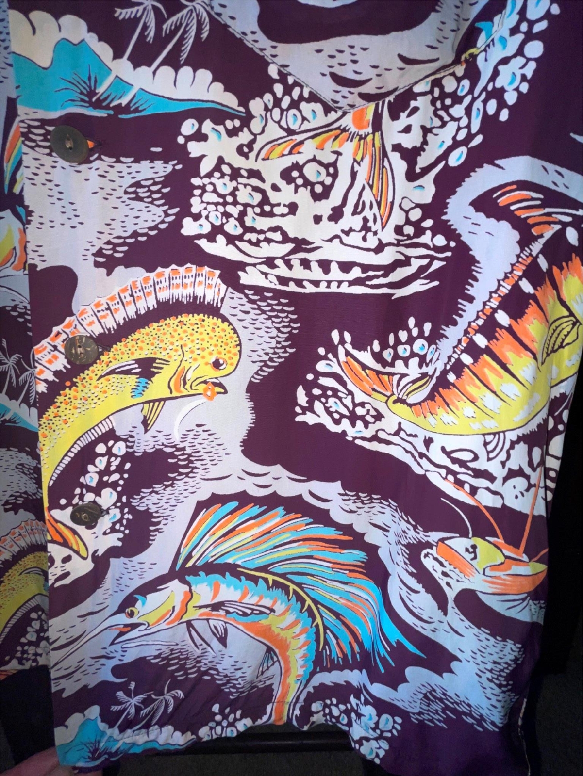 VTG 40S 50S MENS M SILK HAWAIIAN MARLIN SWORDFISH… - image 3