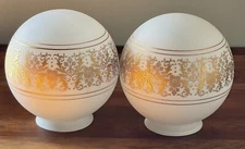 2 Fabulous! Hollywood Regency White Satin Gold Ball Vanity Swag Light Globes