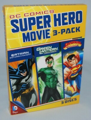 DC Comics Super Hero 3-Pack (DVD 2013) Batman, Green Lantern, Superman (3-Discs)