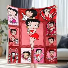 Betty Boop Microplush Fleece Blanket Lightweight Ultra Soft Home 50x60, 60x80in