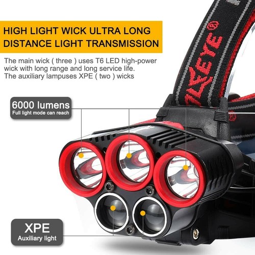 Head Torch – Victoper Super Bright Headlight LED Rechargeable with 5 Lights 6... - Picture 2 of 5