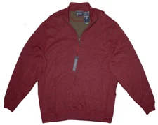 Mens 1/4 Zip Reversible Sweater by Cremieux Large Wine Red & Forrest Green NWT