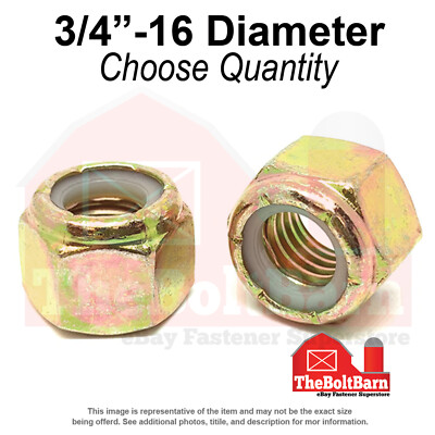 #ad #ad 3 4quot; 16 Grade 8 Nylon Insert Lock Nuts Zinc Yellow Fine Thread Pick Qty $423.34