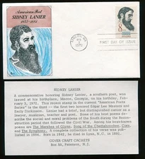 #1446 8c Sidney Lanier FDC Cover Craft Cachet with Insert UA  FD5027
