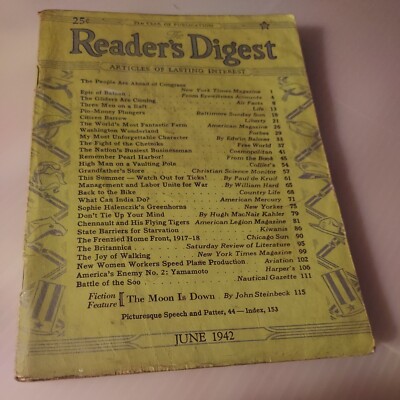 1942 June, Reader's Digest Magazine, Articles Of Lasting Interest 