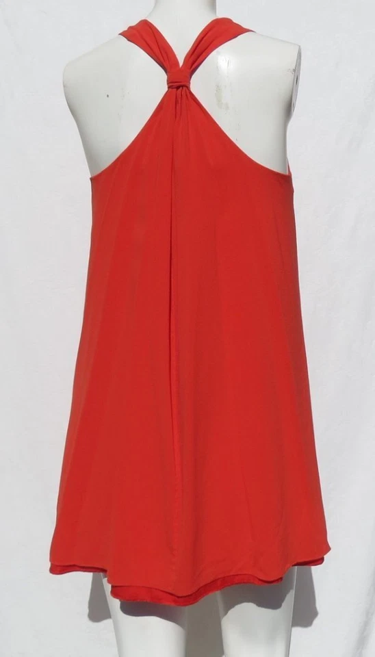 ALICE + OLIVIA USA sz M 8 Red Stretch Silk Racer Back Tunic Top (or Mini Dress) - Image 2 of 4