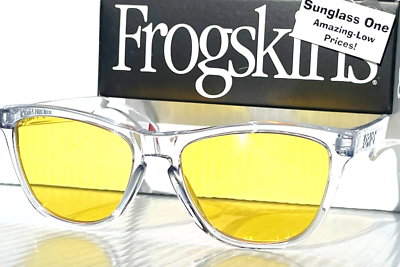 NEW Oakley Frogskins Shiny Clear w Galaxy Yellow Amber Lens