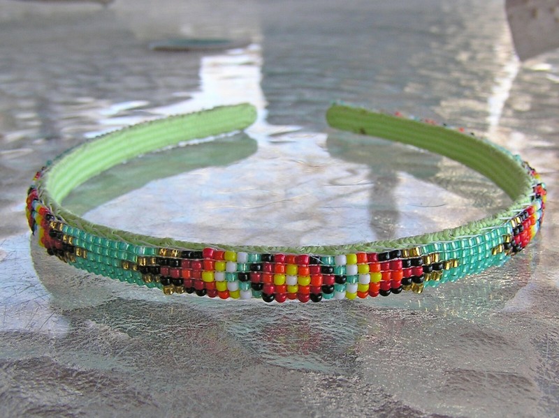 Handmade Navajo Indian Beaded Woman's Hair Band Girls Headband Irene Tsosie