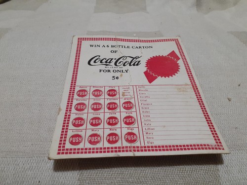 COCA COLA COKE PUNCH NAME CARD GAME WIN A 6 BOTTTLE CARTON VINTAGE ADVERTISING