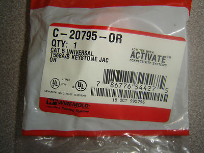 Wiremold Activate, C-20795-OR CAT5 Universal T568A/B ORANGE Keystone Jack,Qty 2