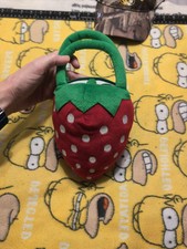 Strawberry Plush Red Green Top Zip Girls Purse