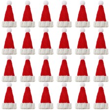Bencailor 24 Pcs Mini Santa Hats for Crafts Small Christmas Knit Hat Tiny Sno...