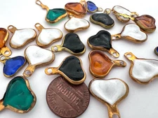 Vintage Lightweight Brass Wrapped Plastic Drop Charms Mix 22