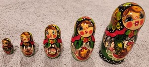 Russian 5 Piece 5.5" Hand Painted Matryoshka Nesting Dolls