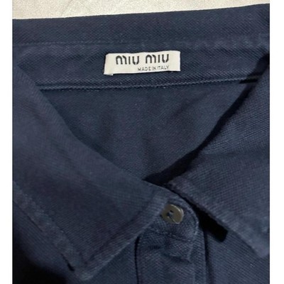 2005 miu miu flower logo polo top l navy blue shirt vintage italy