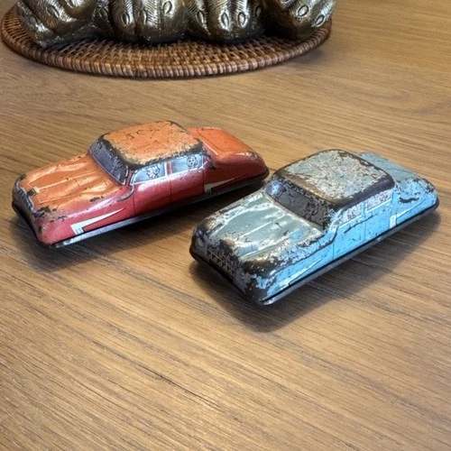 Vintage Tin Plate Cars x 2 - Ideal restoration project.