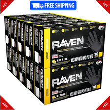SAS Raven 66519 6 mil Black Nitrile Disposable Gloves X-Large, 10 Boxes 100 ea 