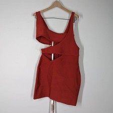 HOUSE OF CB Michi Rust Cutout Bandage Bodycon Mini Dress Large Sleeveless NWT