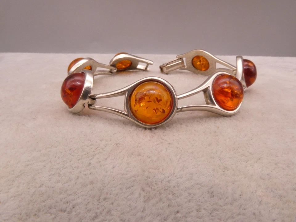 Armband Sterlingsilber 925 prachtvolles modernes aufregendes Design Bernstein - Bild 4 von 4