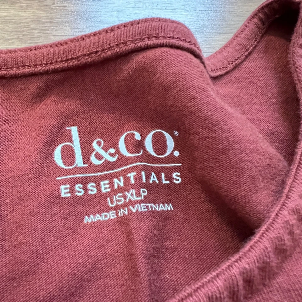 Denim & Co Essentials Perfect Jersey Midi Dress Size XLP Petite Red Side Slit - Image 3 of 4