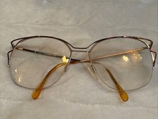 VTG Neostyle Eyeglass Frames Gold Tone W/Red GRAFIC 3 Germany 126 59/14 135