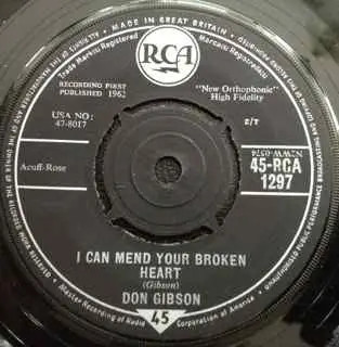 Don Gibson I Can Mend Your Broken Heart COMPANY SLEEVE Vinyl Single 7inch