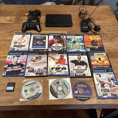 PlayStation 2 (PS2) Slim Schwarz Konsole mit Controller, Spiele Bundle, Memory Card