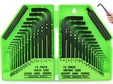 32pcs Hex Key Allen Wrench Set Metric SAE Inch MM Sizes 0.7mm-10mm 1/4-3/8in
