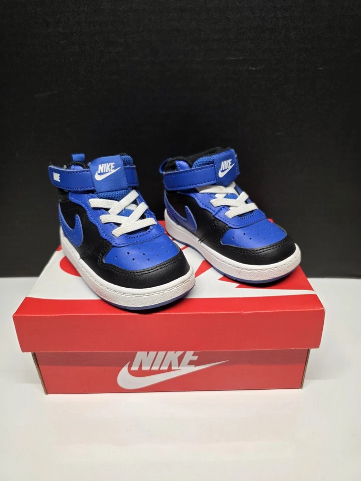 Nike Court Borough Mid 2 (TDV) Juego Azul Real/Negro DM8874-001 Talla 6C Foto 2 de 4