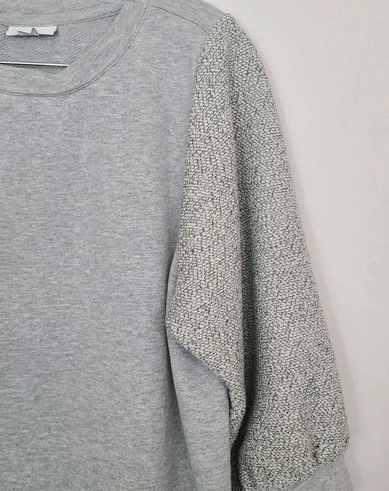 Sudadera J Jill Gris Terry Francés Algodón Grande Contraste Brazos Atletismo Cómoda Foto 3 de 4