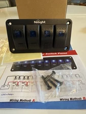 Nilight 4-Gang Rocker Switch Box SPST Toggle Switch Panel 12V 90109D